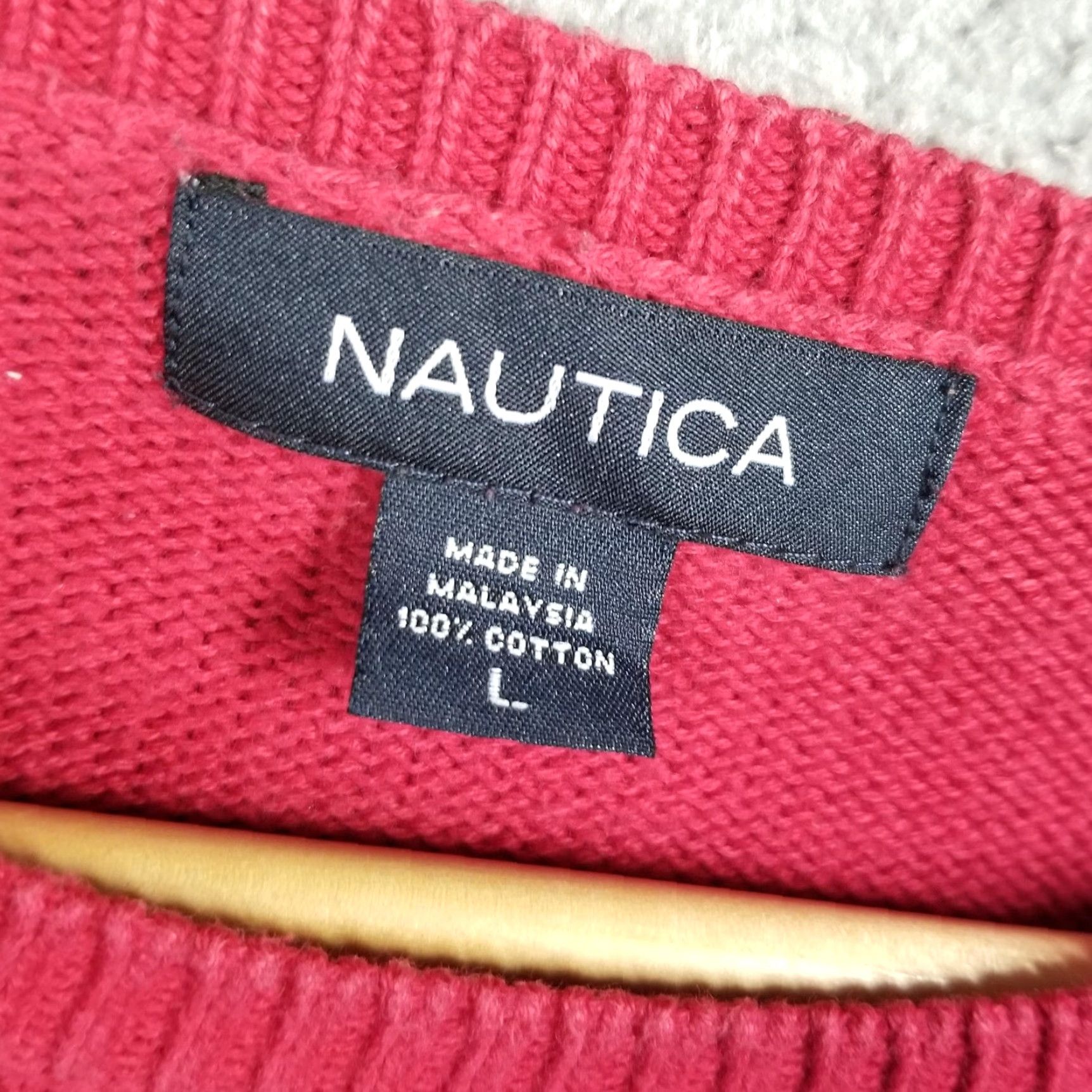 Nautica Nautica Sweater Mens Large Red 100% Cotton Knit Crewneck Pullover Logo Knit Style Tight-Knit Long Sleeve Casual Winter Size US L / EU 52-54 / 3 - 4 Thumbnail
