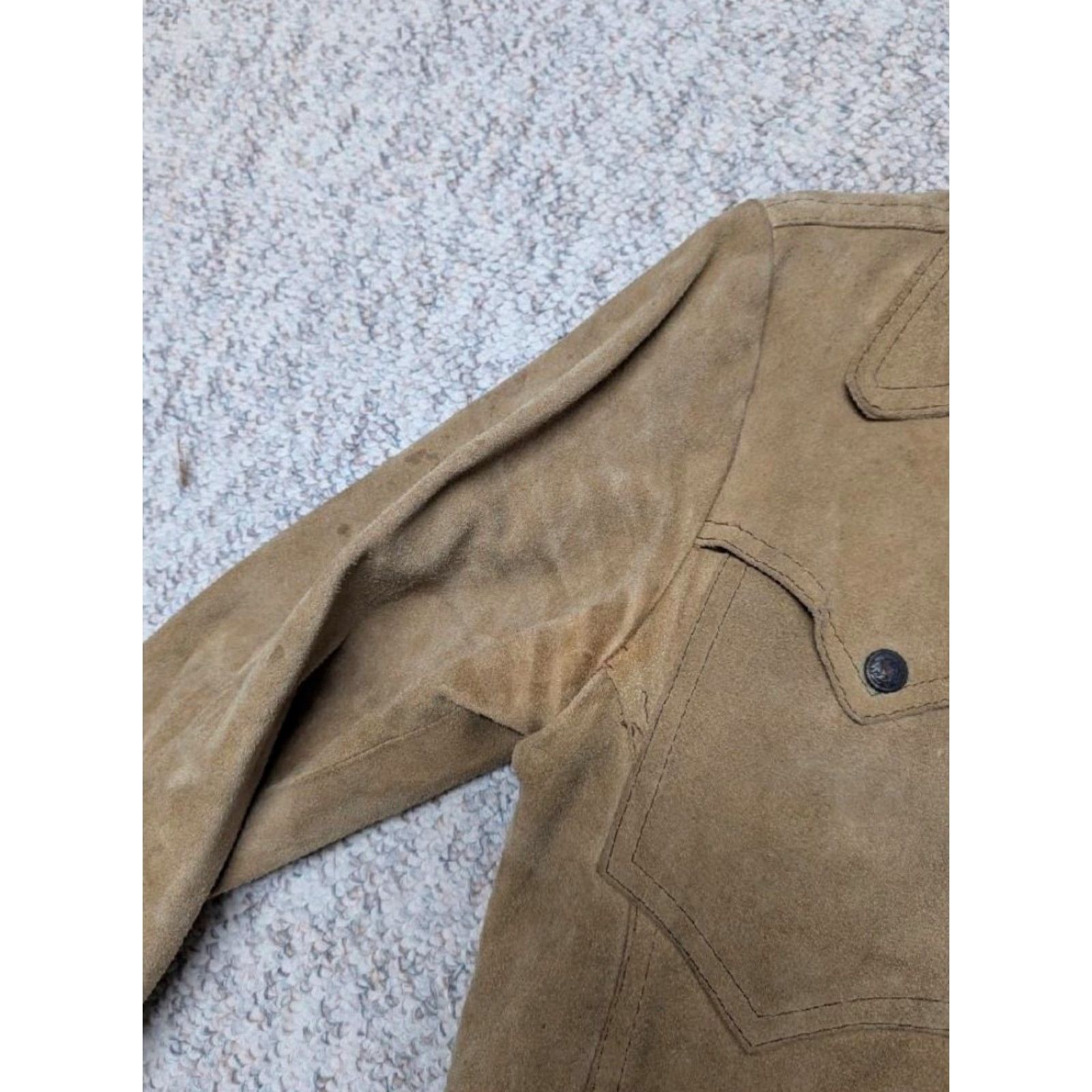 Vintage VINTAGE Western Jacket XS Brown Leather Split-Suede 36 Men Cowboys Trucker 1970s SHERWIN SHEYYNE Size US XS / EU 42 / 0 - 7 Thumbnail