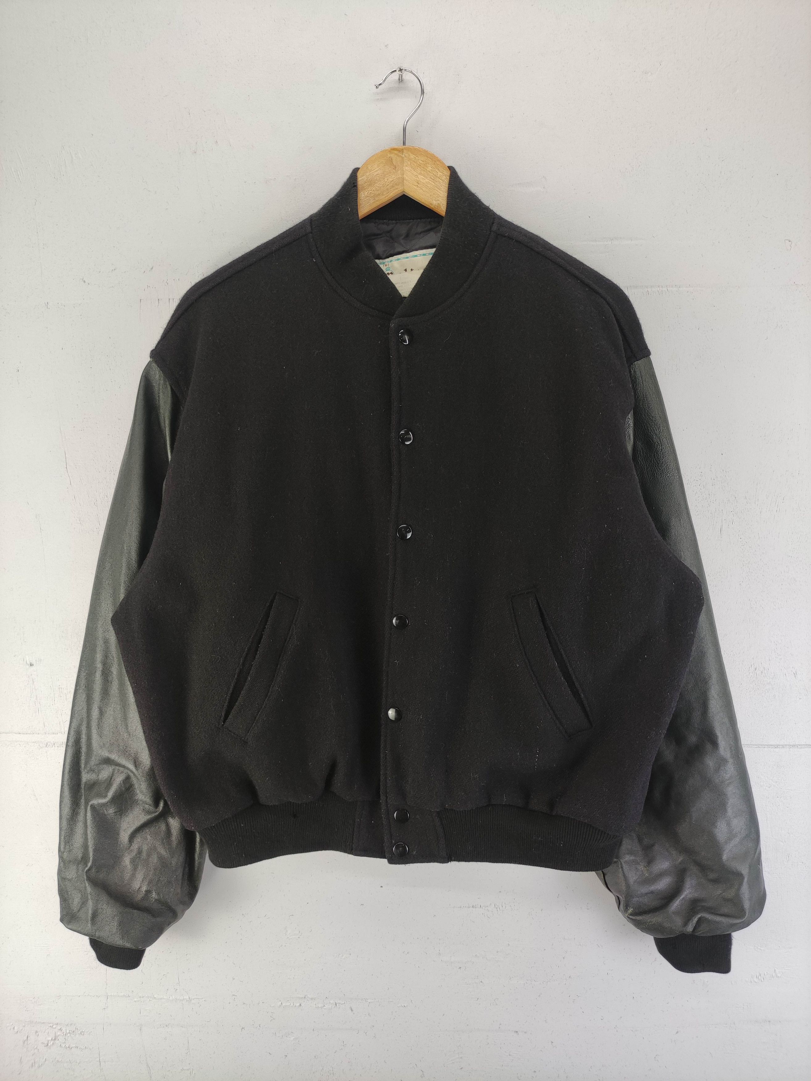 Japanese Brand Vintage 90s Melton Varsity Jacket Wool Leather Sleeve Size US XL / EU 56 / 4 - 1 Thumbnail