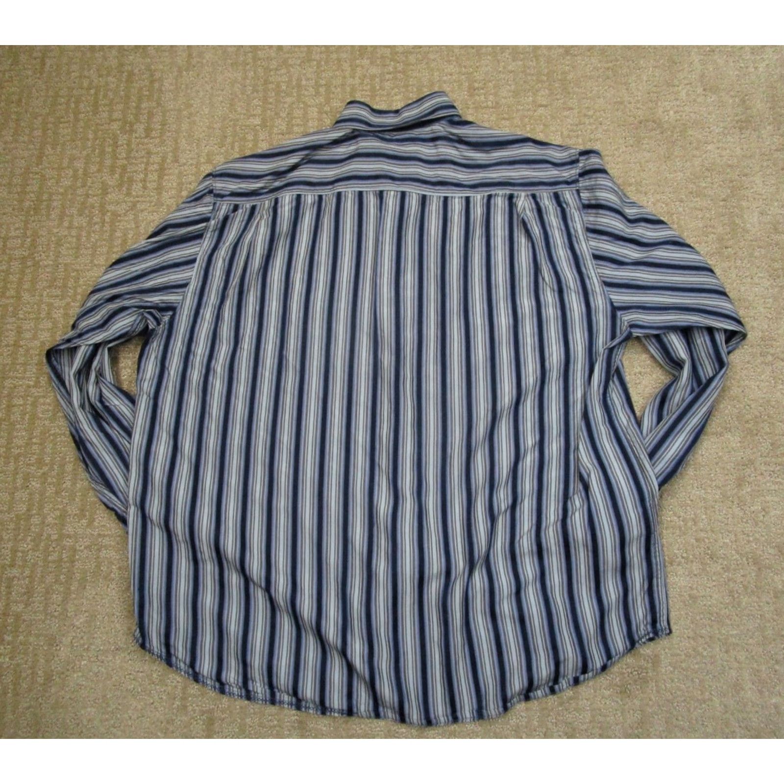 Tommy Bahama Tommy Bahama Shirt Men XL Blue Silk Striped Button-Up Long Sleeve Button-Down Size US XL / EU 56 / 4 - 3 Thumbnail
