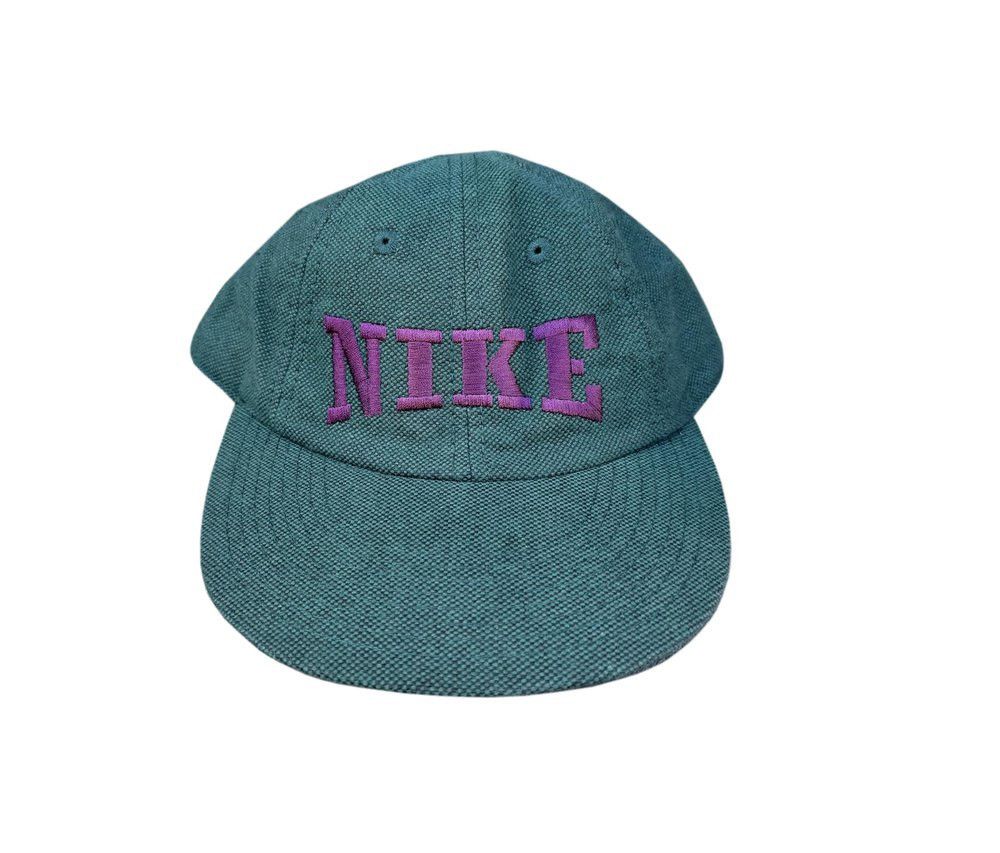 Nike × Vintage Vintage Nike Spell Out Green / Burgundy Zipperback Hat Size ONE SIZE - 1 Thumbnail
