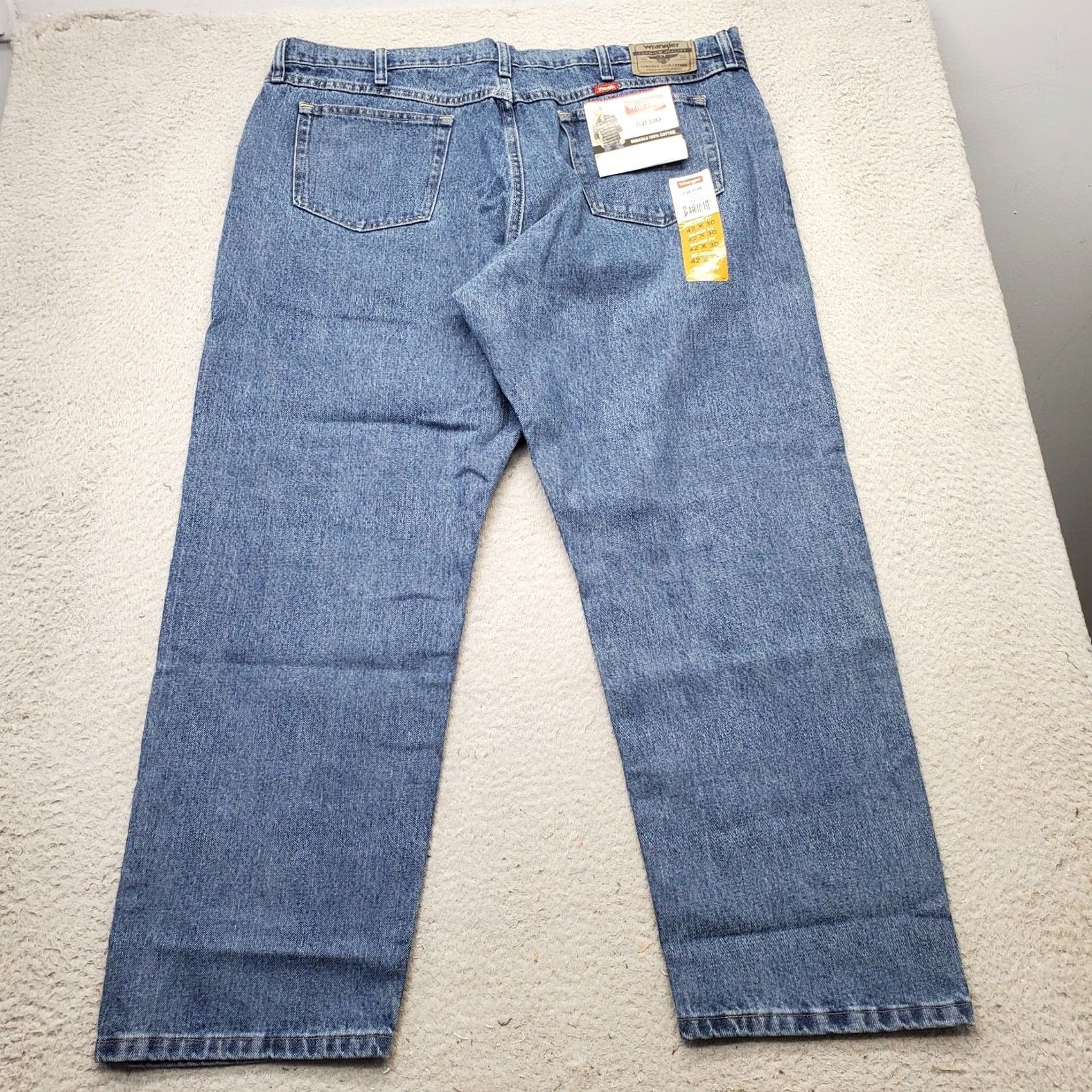 Wrangler Wrangler Jeans Mens 42x30 Blue Denim 5-Pocket Relaxed Fit Wide Leg Jeans Size US 42 / EU 58 - 2 Thumbnail