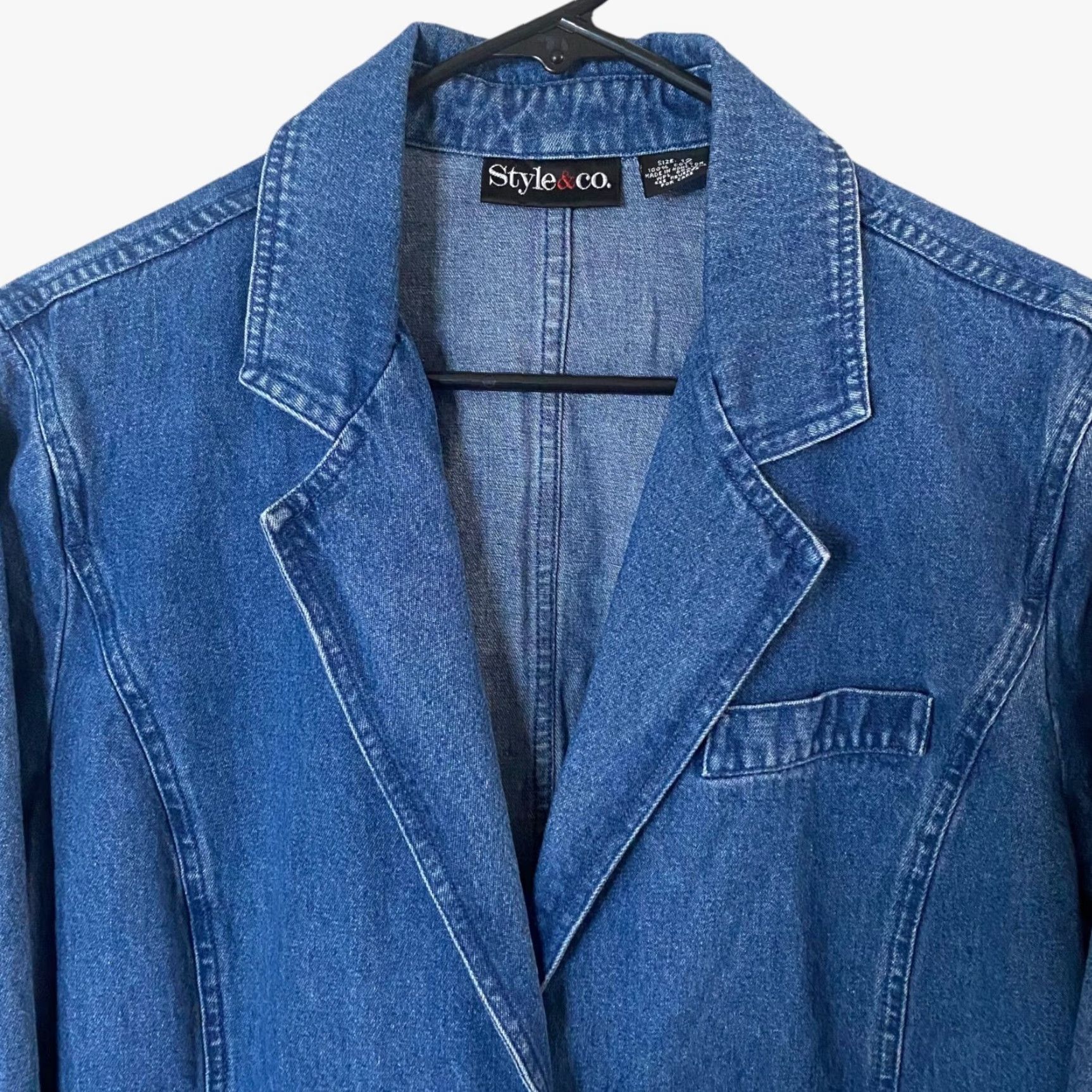 Style & Co VINTAGE Style & Co. Denim Blazer Jacket Blue Women's Size 12 Classic 90s Retro Size XL / US 12-14 / IT 48-50 - 5 Thumbnail