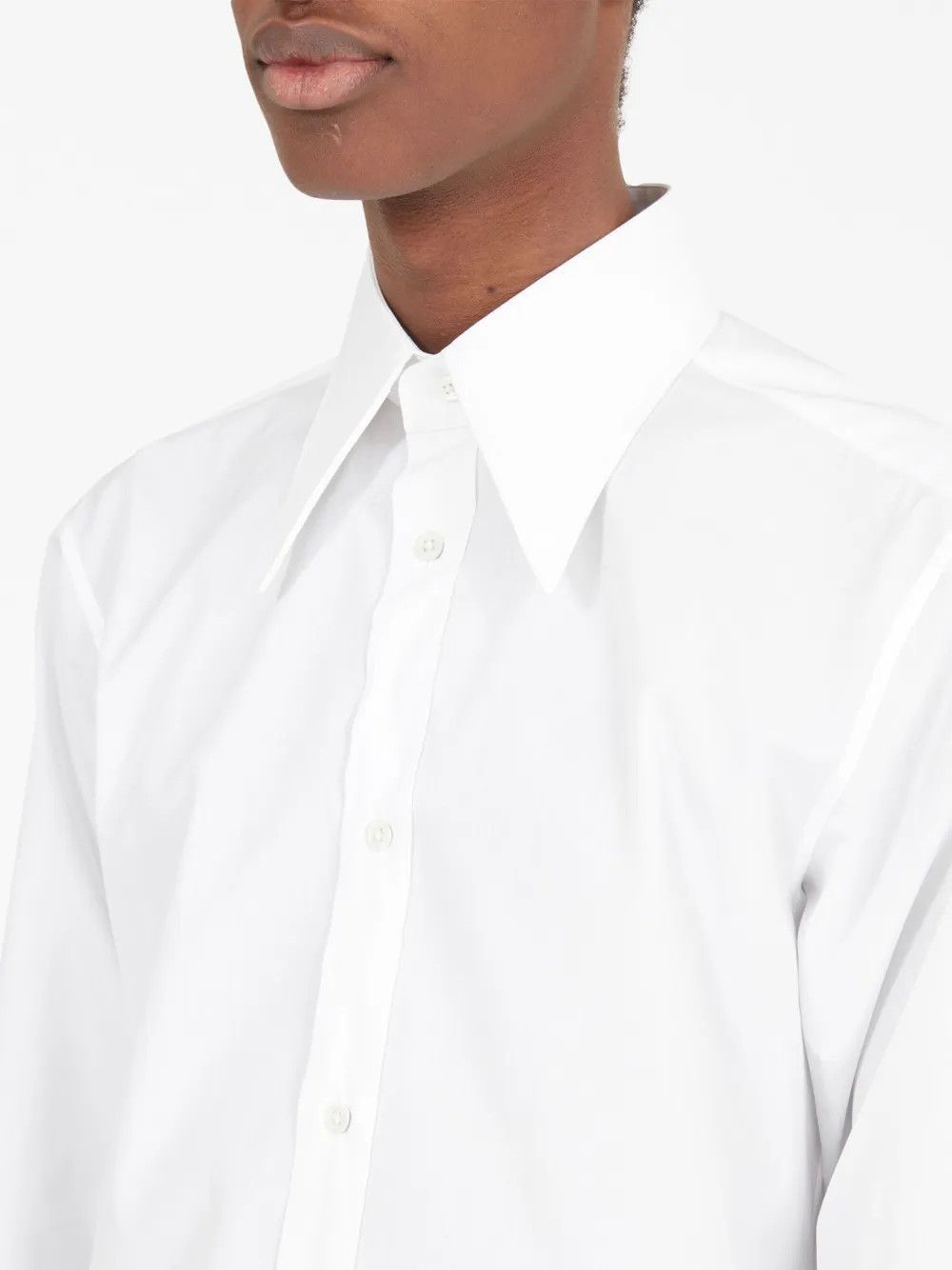 Maison Margiela oc11z0925 Pointed-collar Cotton Shirt in White Size US S / EU 44-46 / 1 - 5 Thumbnail