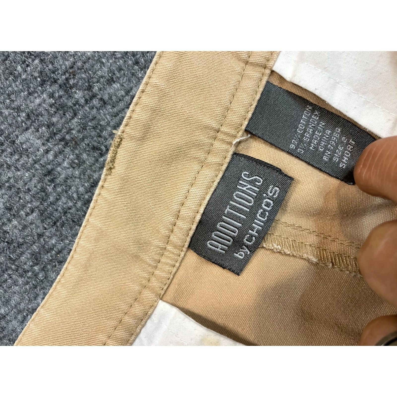 Vintage Chico's Additions Pants Womens Size 2 Short Beige Cotton Spandex Flat Elastic Waist Pockets Ruched Ankle Casual Travel Shirt Women? Size 26" / US 2 / IT 38 - 4 Thumbnail