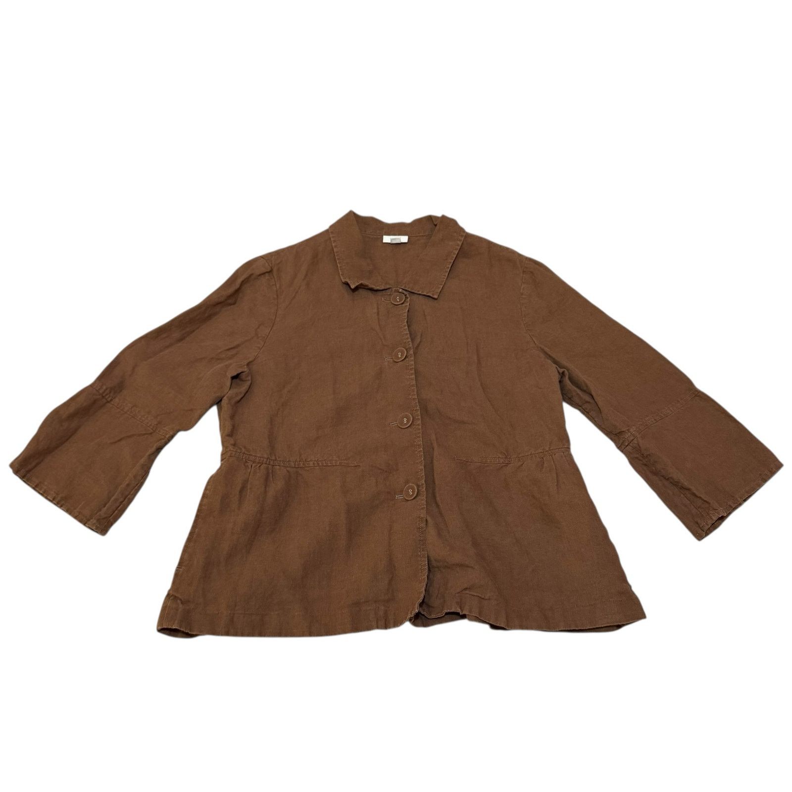 J. Jill J. Jill Linen Shirt Jacket Button Up Shacket Brown Medium Size M / US 6-8 / IT 42-44 - 1 Thumbnail