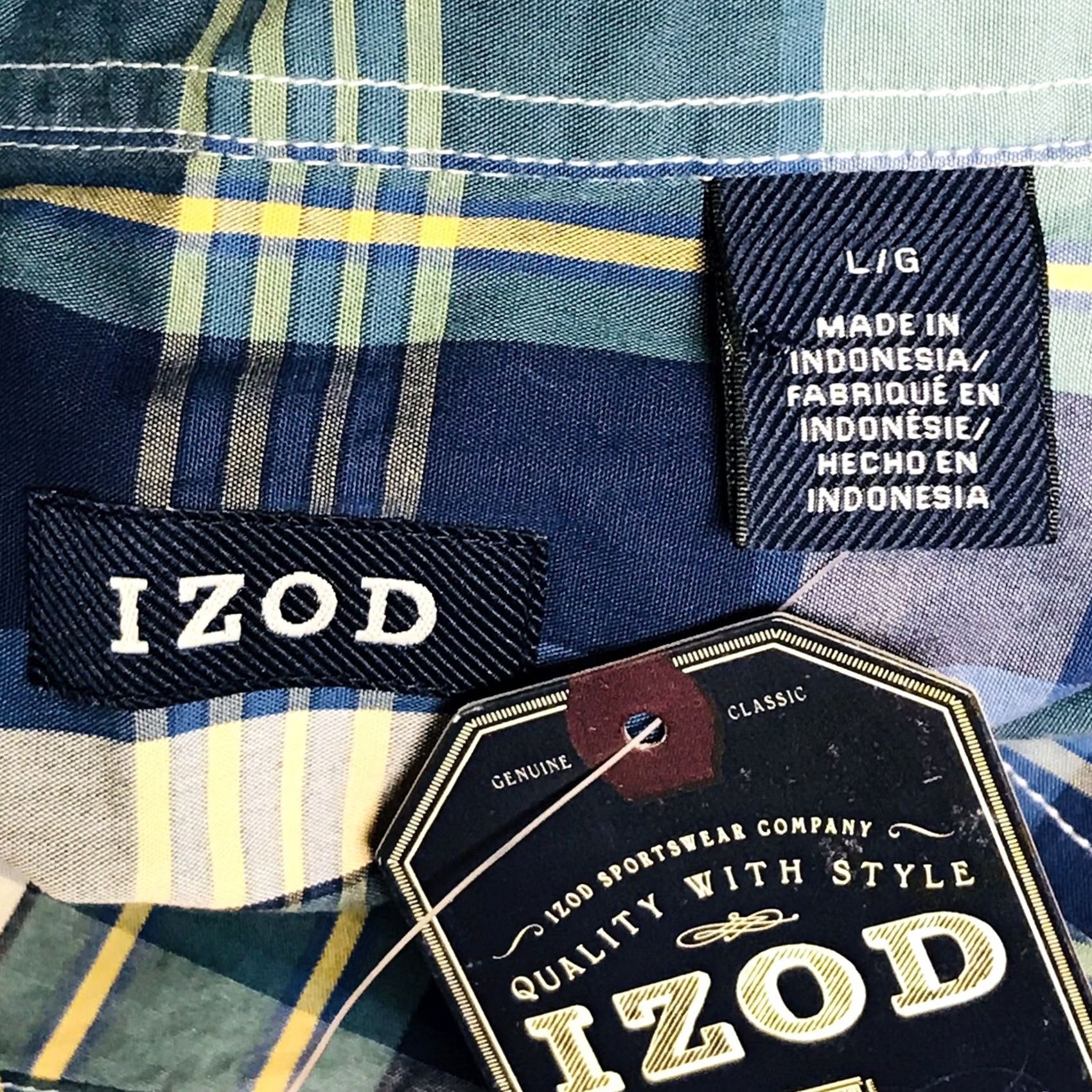 Izod IZOD Mens Button-Up Shirt Long Sleeve Plaid Multicolor Teal Parade Varsity Cotton L Size US L / EU 52-54 / 3 - 3 Thumbnail