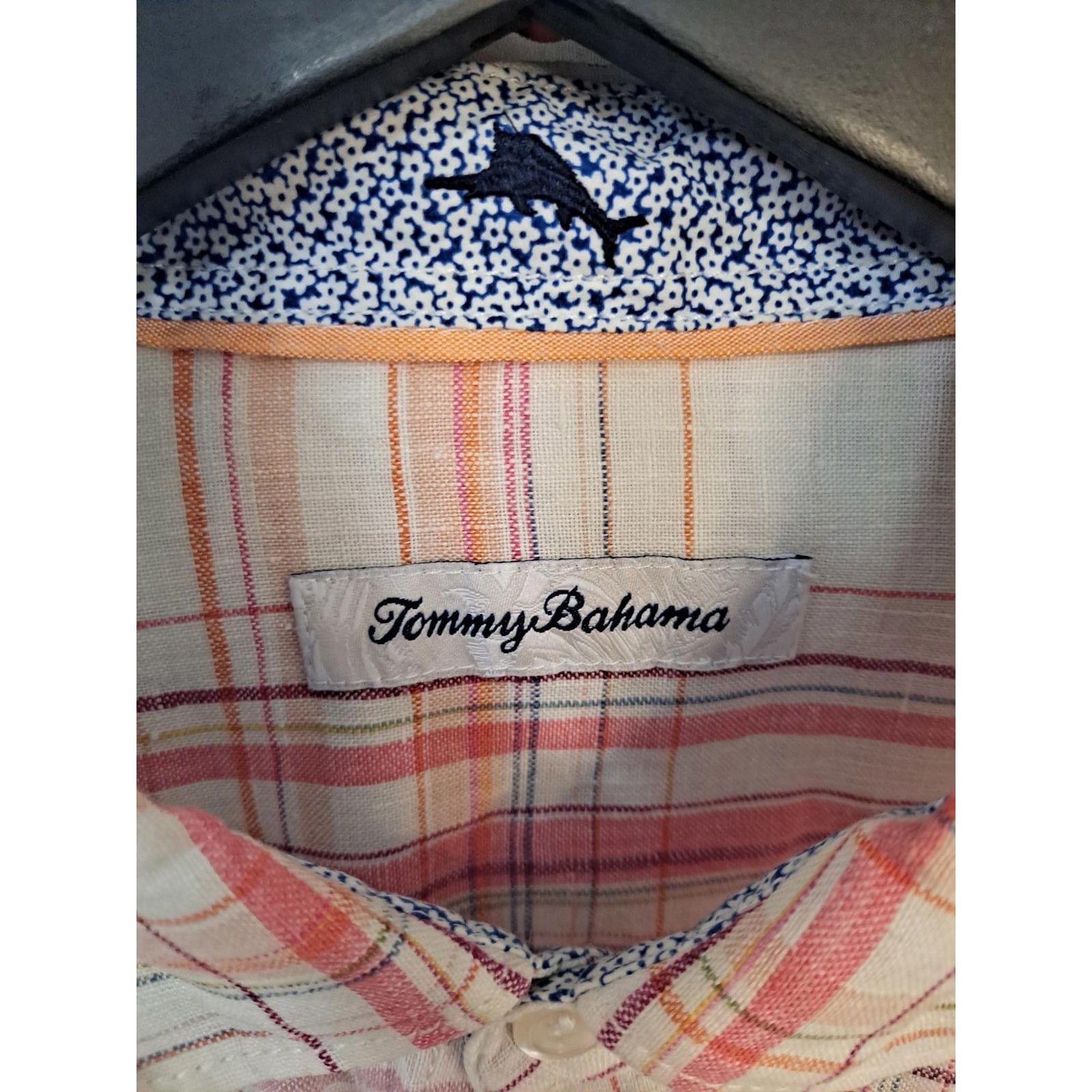 Tommy Bahama Tommy Bahama White Orange Blue Plaid 100% Linen Button Up Sh Size US L / EU 52-54 / 3 - 2 Thumbnail