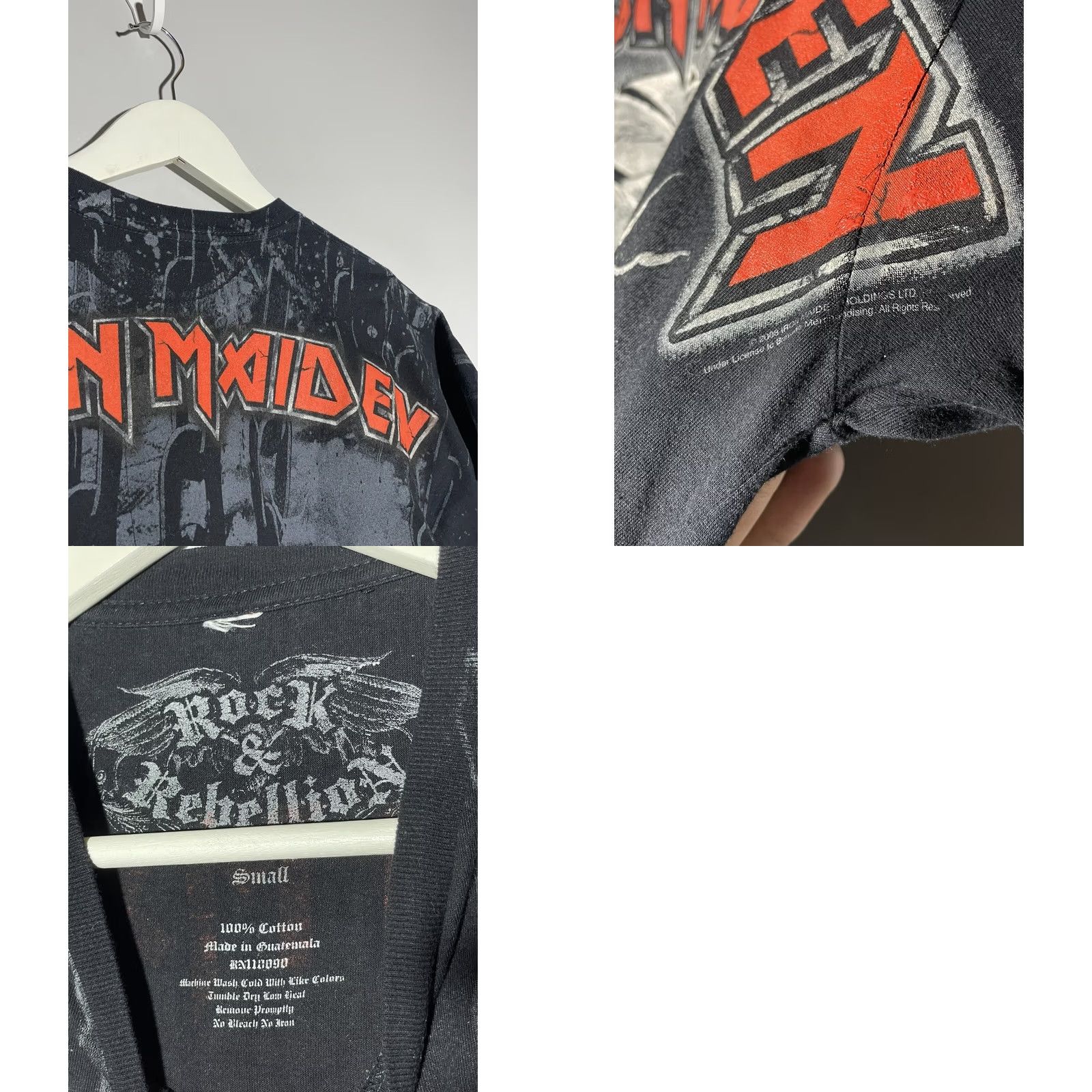 Vintage Iron Maiden T-Shirt Small Black Cotton Crew Neck Short Sleeve Band Logo Overprint 2008 Vintage: No Mens Mens? Size US S / EU 44-46 / 1 - 8 Thumbnail
