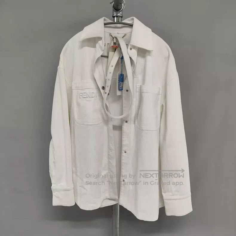 Fendi Fendi White Logo Belt Denim Jacket Size 4XL / US 24-26 - 1 Thumbnail