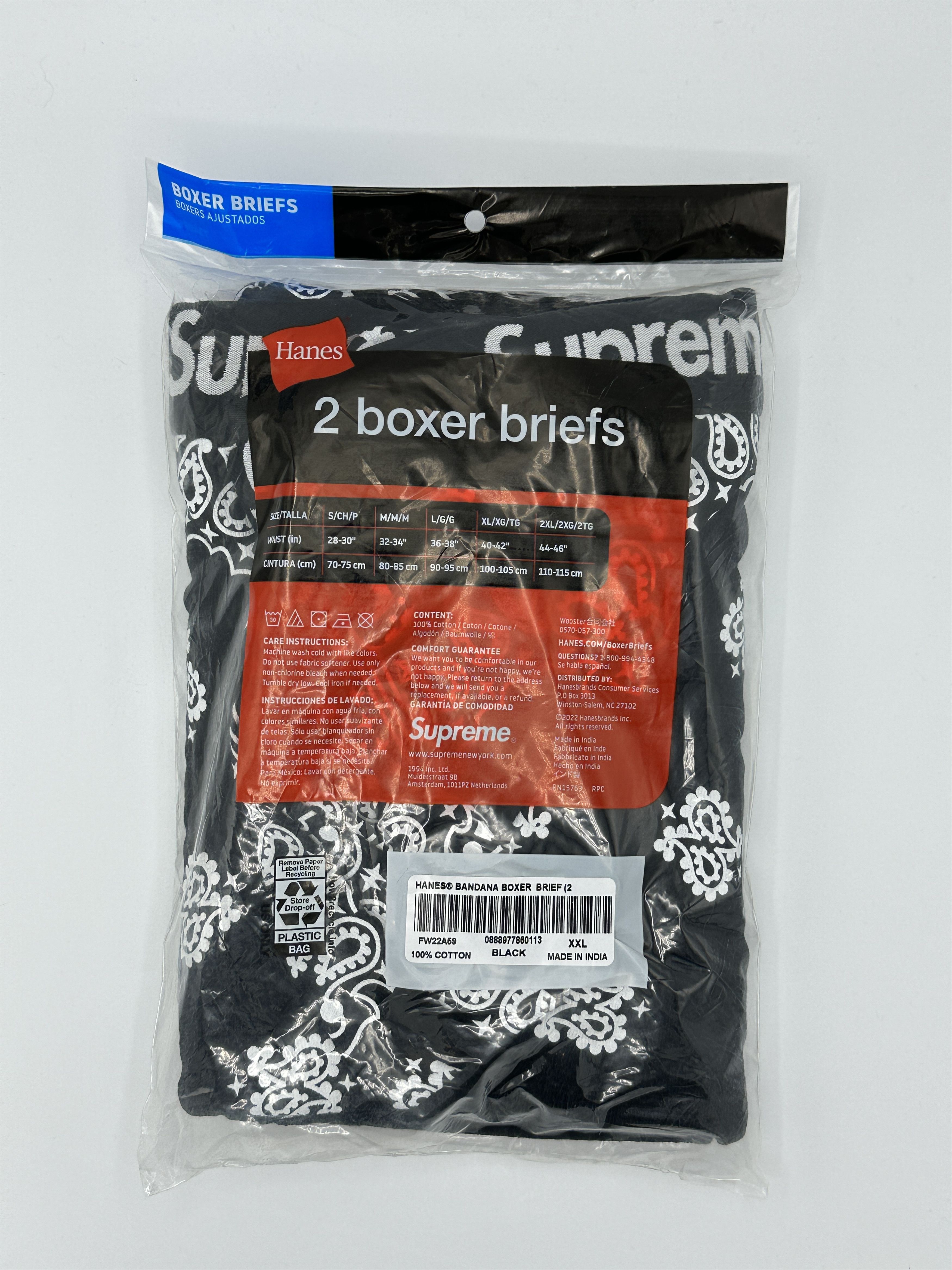 Supreme Supreme Hanes Black Bandanna Boxer Briefs 2 Pack XXL 2XL | Grailed