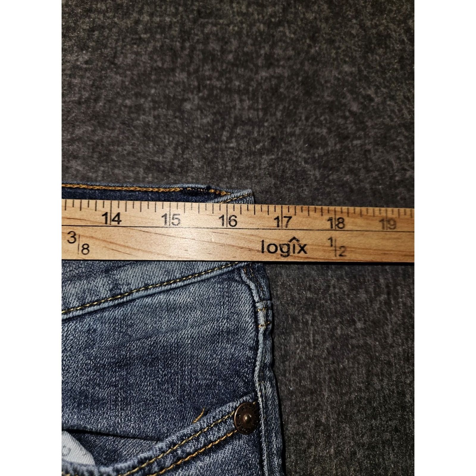 Vintage Rock & Republic Berlin Jeans Women's 16M Mid Denim Distressed Stretch Ankle Logo Slim Fit Blue 27in Inseam Women Size 38" / US 16 / IT 52 - 4 Thumbnail