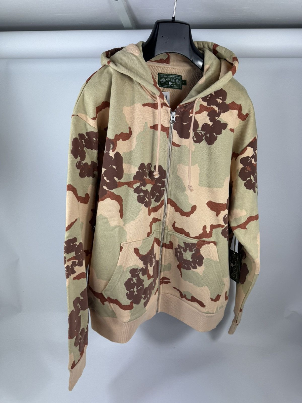 DENIM TEARS Tan Camouflage Zip Hoodie Size US L / EU 52-54 / 3 - 1 Thumbnail