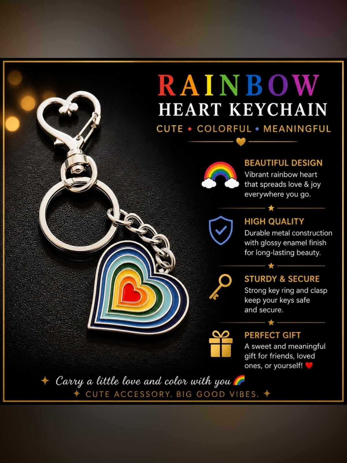 Genetic Manipulation Shinichiro Kuriya Rainbow Heart Keychain with Durable Metal Construction and V Size ONE SIZE - 1 Thumbnail