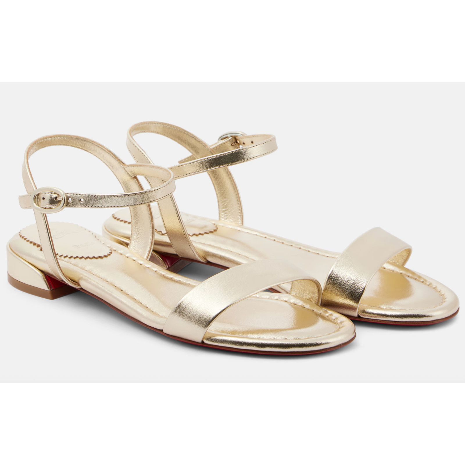 Christian Louboutin Christian Louboutin Sweet Jane Sandal Flat Platine Gold 36 Size US 6 / IT 36 - 3 Thumbnail
