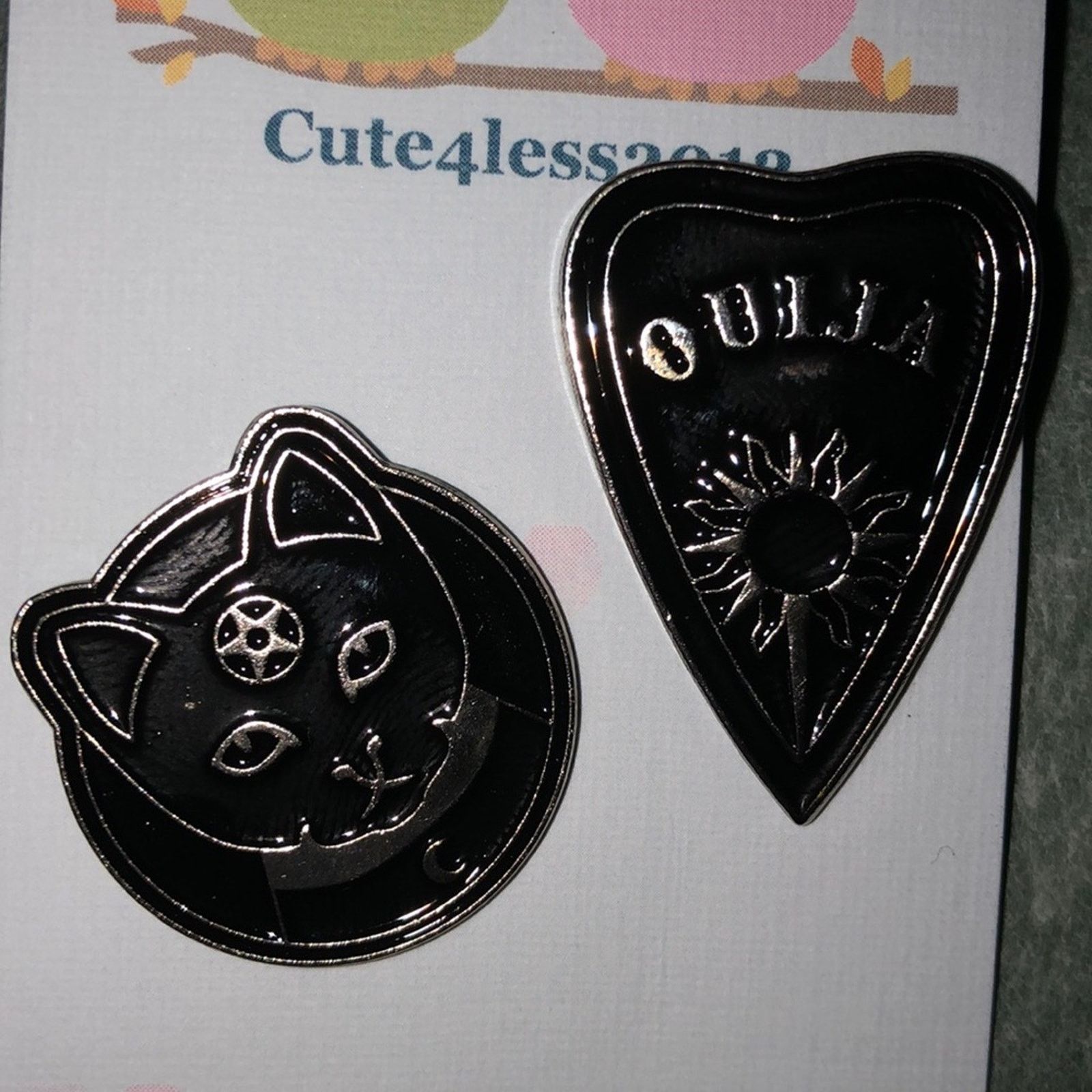 Other 2 Piece Ouija Cat Mystical Pin Set Brooch Size ONE SIZE - 2 Thumbnail