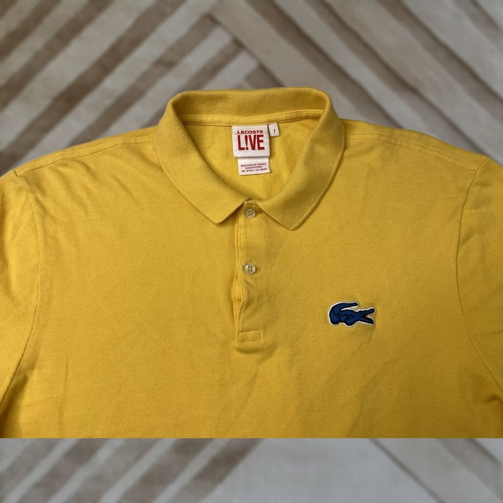 Lacoste Lacoste Live Polo Shirt Yellow Rugby Blue Alligator France Cotton XL Size US XL / EU 56 / 4 - 1 Thumbnail