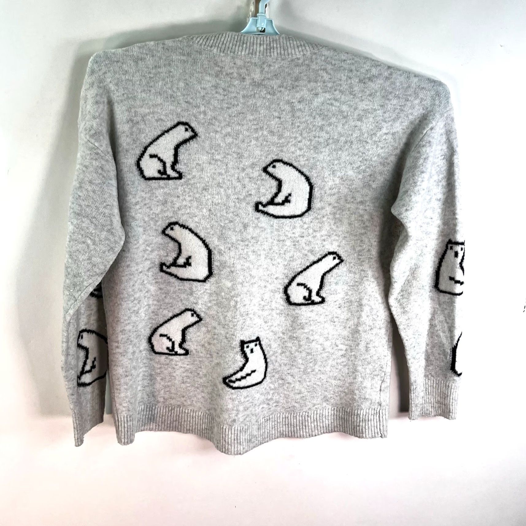 Loft VINTAGE LOFT Wool-Blend Polar Bear Sweater Womens M Gray Animal Print Crew Neck Long Sleeve Fall Winter Size M / US 6-8 / IT 42-44 - 5 Thumbnail