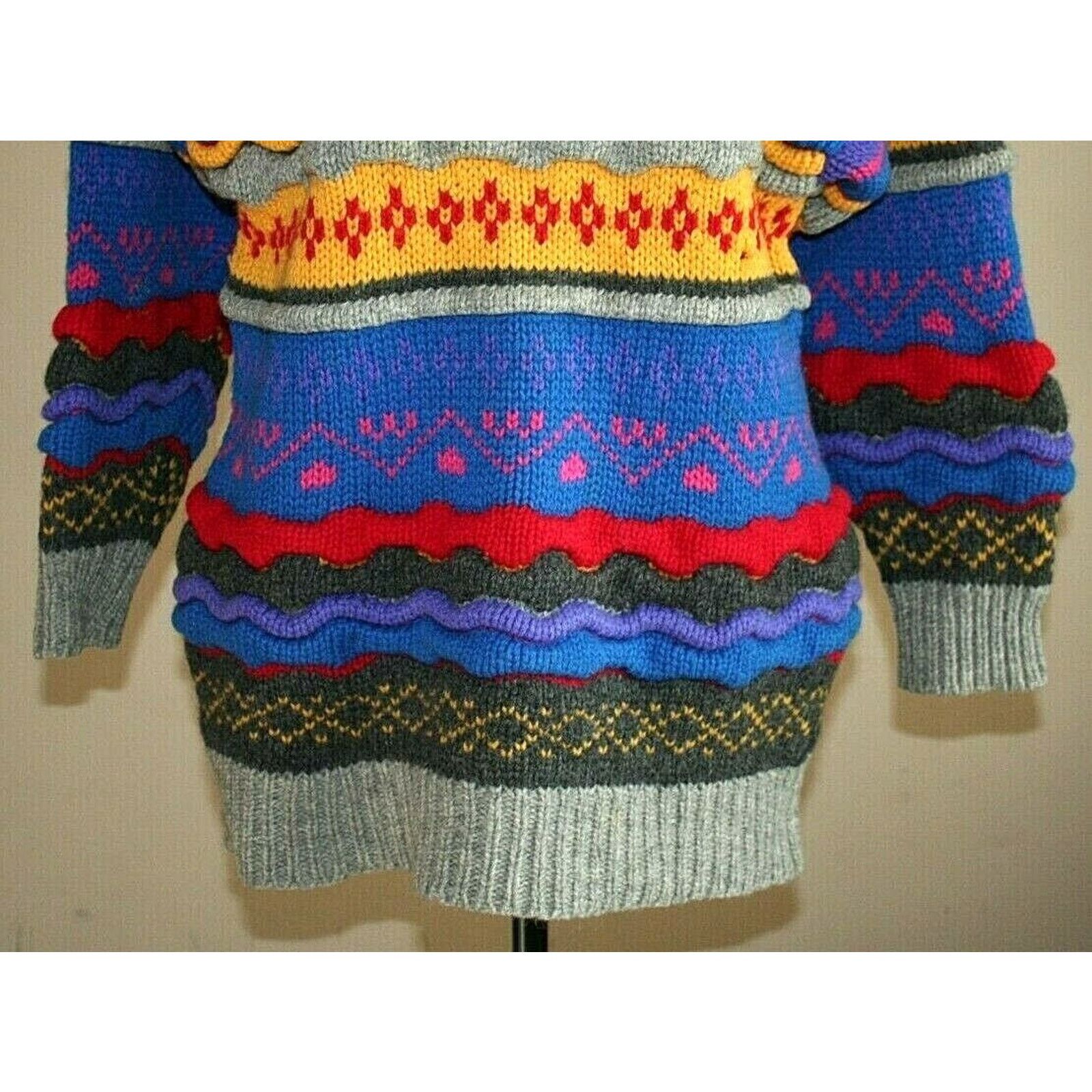 Vintage Vintage Wool Ski Sweater Size Medium M Knit Hand Knitted 90s Size L / US 10 / IT 46 - 4 Thumbnail