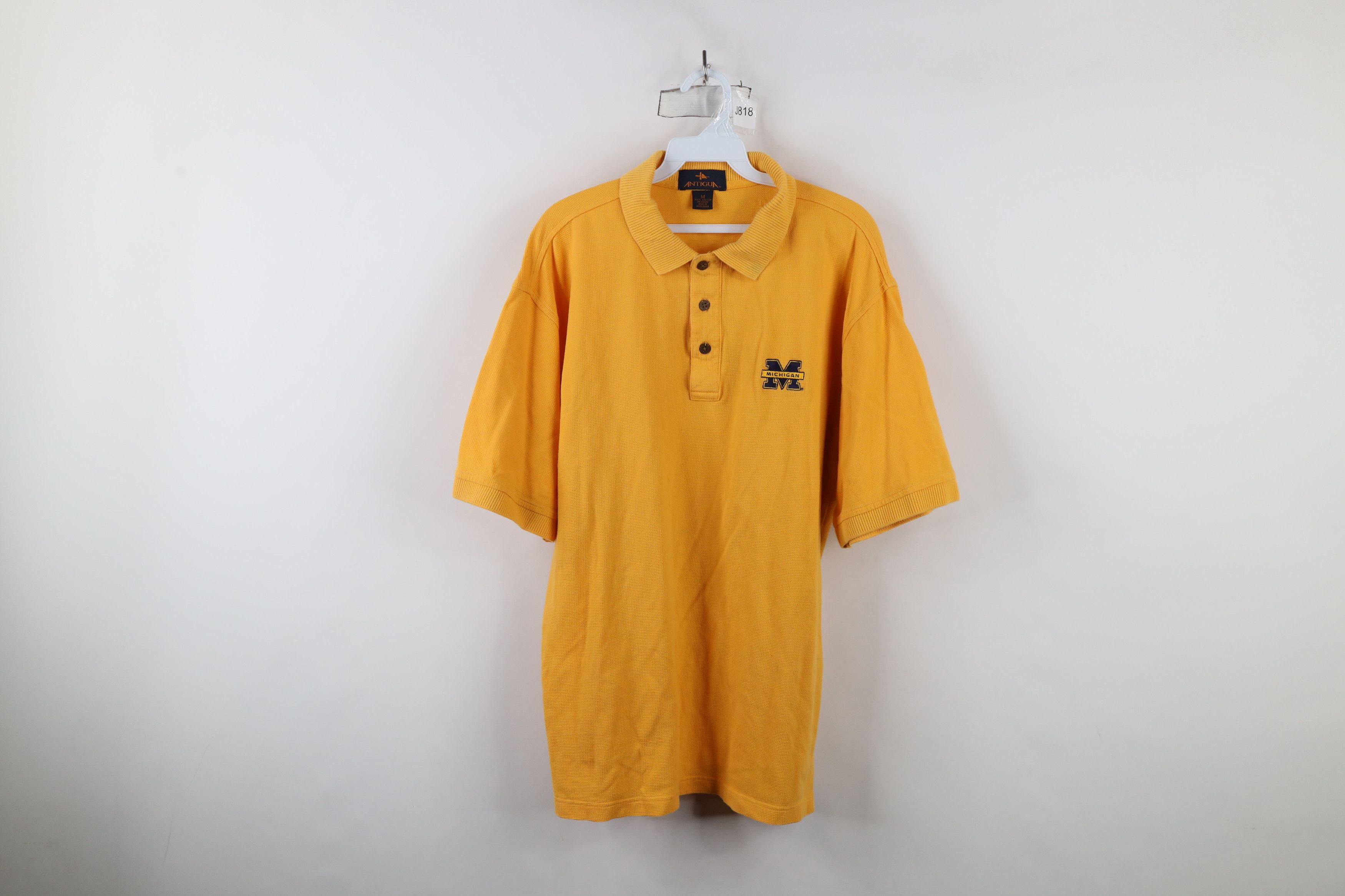Vintage Vintage 90s University of Michigan Thermal Waffle Knit Polo Size US M / EU 48-50 / 2 - 1 Thumbnail