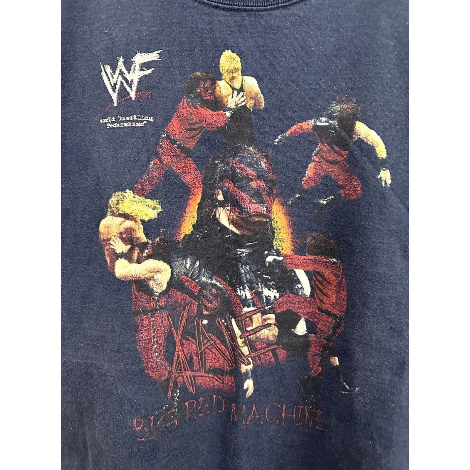 Fruit Of The Loom VTG Kane WWF WWE Wrestling Mask Stunt Moves T-Shirt Size S Men Blue Shirt Size US S / EU 44-46 / 1 - 3 Thumbnail