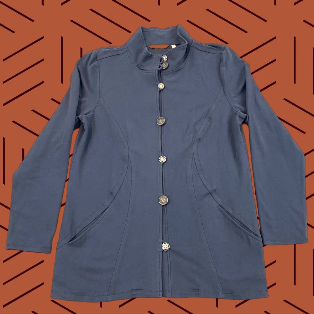 Soft Surroundings SOFT SURROUNDINGS PM Jacket Blazer Womens Petite Large Blue Button Up Blazer Jacket Size L / US 10 / IT 46 - 1 Thumbnail