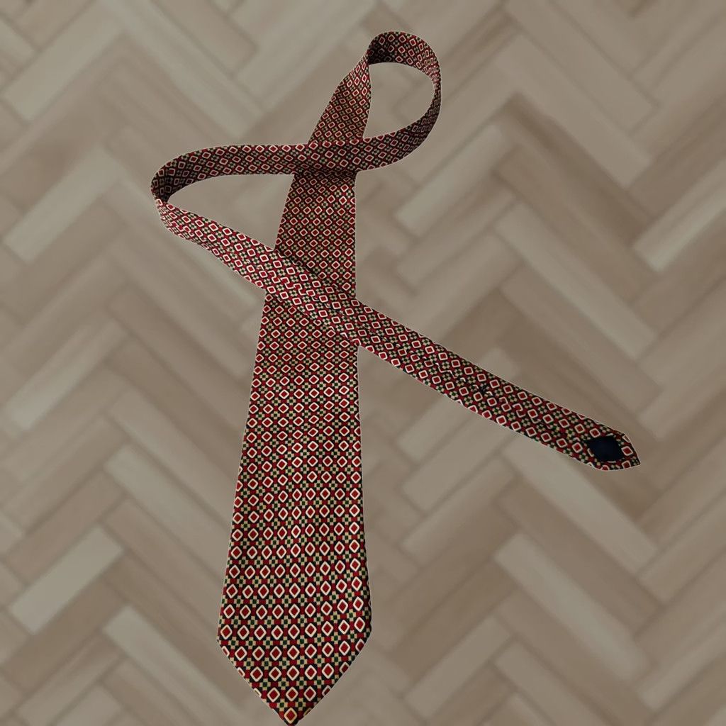 Brooks Brothers Brooks Brothers Tie Mens Red Geometric Medallion Silk Hand Made USA Size ONE SIZE - 1 Thumbnail