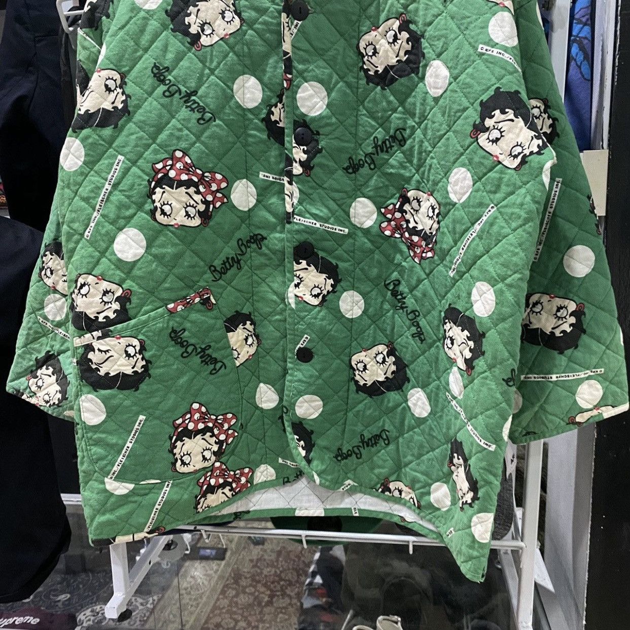 Anime Vintage 90s Betty Boop Full Print Quilted Jacket Green Size US L / EU 52-54 / 3 - 4 Thumbnail