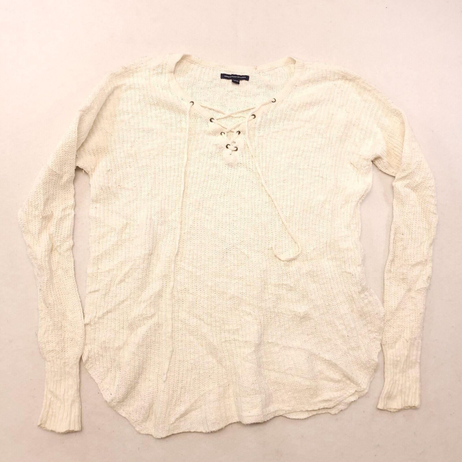 American Eagle Outfitters American Eagle Pullover Cotton Sweater Womens Size S White Size S / US 4 / IT 40 - 2 Thumbnail