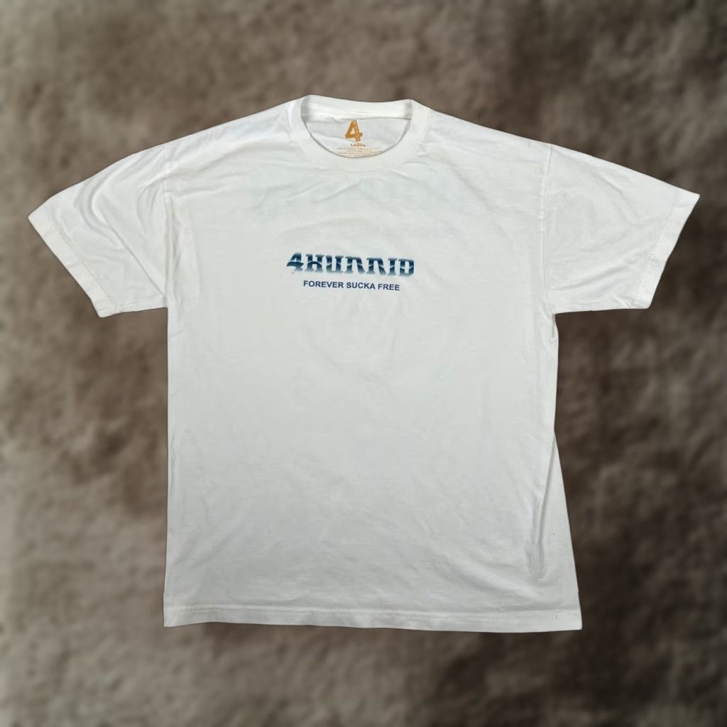 Vintage VINTAGE 4 Hunnid T-Shirt Forever Sucka Free Hip Hop Graphic Print Beige M Men Short Sleeve Large White Size US M / EU 48-50 / 2 - 1 Thumbnail