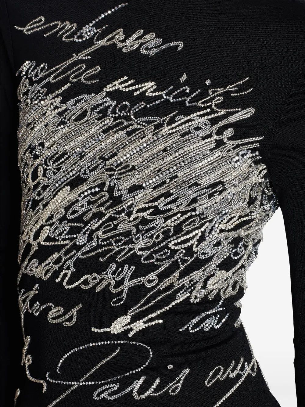 Balmain o1s1wg111225 Embellished Rhinestones Mini Dress in Black Size XL / US 12-14 / IT 48-50 - 7 Thumbnail
