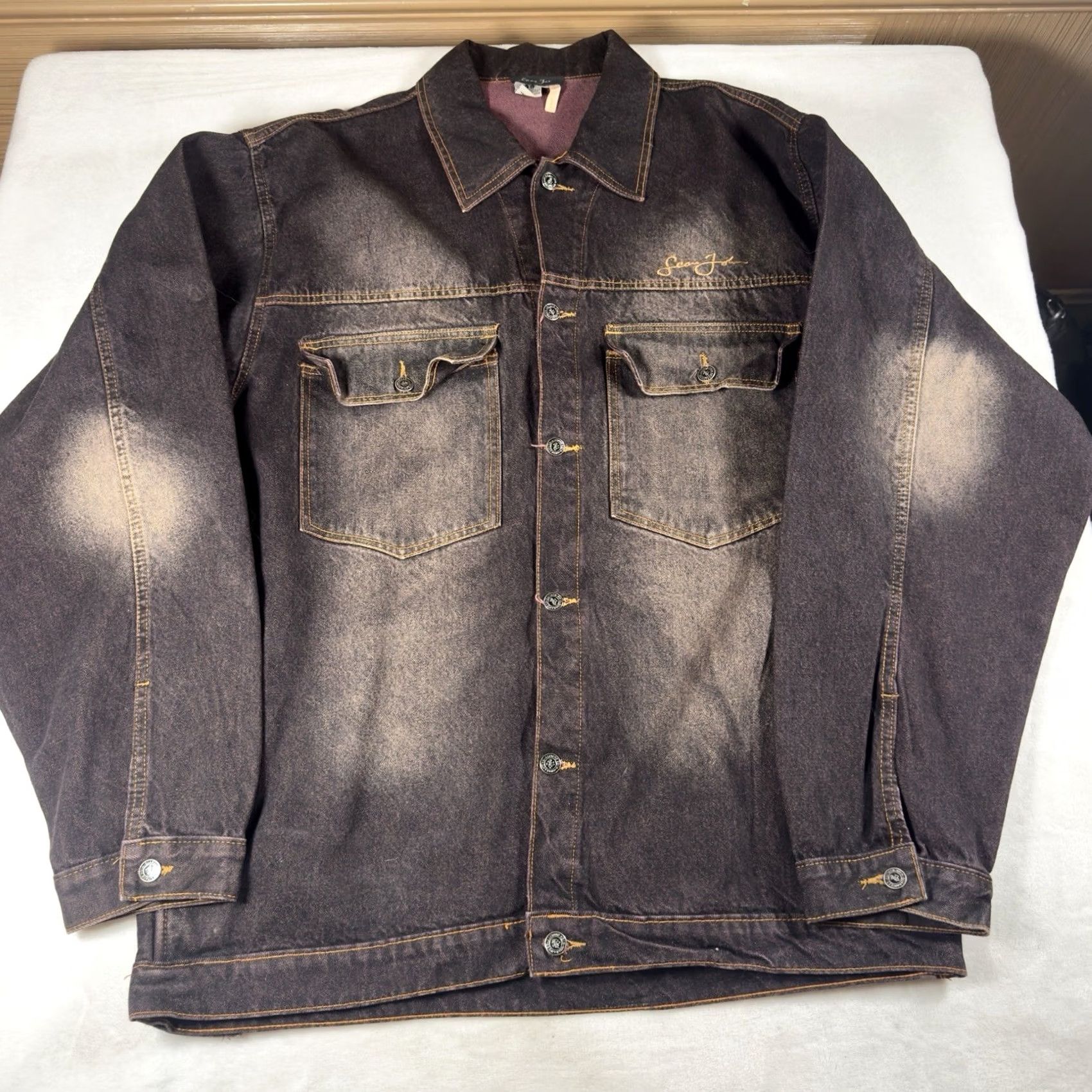 Sean John VINTAGE Sean John Denim Jacket Jeans Set Baggy Hip Hop Mens 38 3XL Brown Denim Y2K Size US 38 / EU 54 - 3 Thumbnail