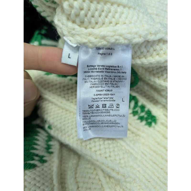 Bottega Veneta o1rshd1 Heavyweight Wool Graphic Knit Sweater Parakeet/Black Size US L / EU 52-54 / 3 - 17 Thumbnail