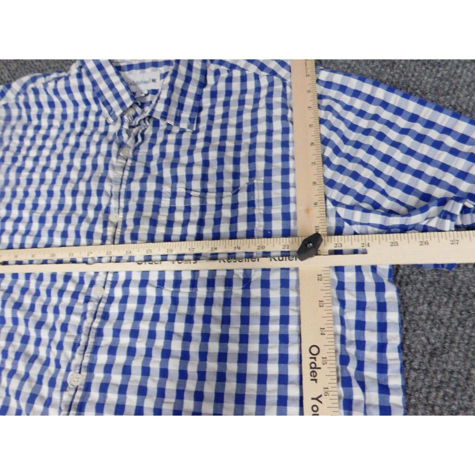 Vintage Saddlebred Shirt Button-Up Plaid Blue 2XL Mens Short Sleeve Collared Button Down Cotton Knit Size US XXL / EU 58 / 5 - 6 Thumbnail