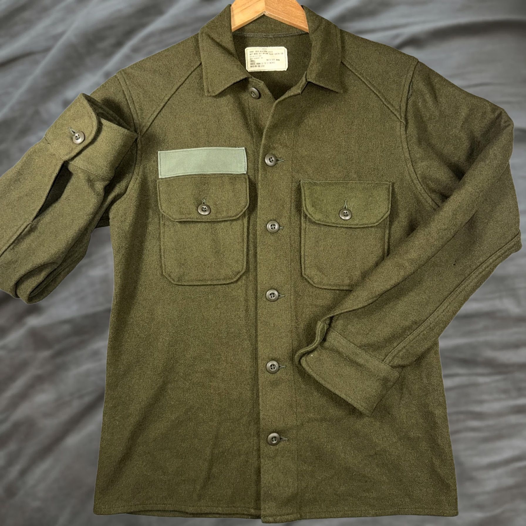 Olive VINTAGE Dale Fashions Shirt Mens Small Olive Wool Cold Weather Field Military Size US S / EU 44-46 / 1 - 1 Thumbnail