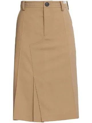 o1w1db10524 High Waisted Midi Skirt in Brown