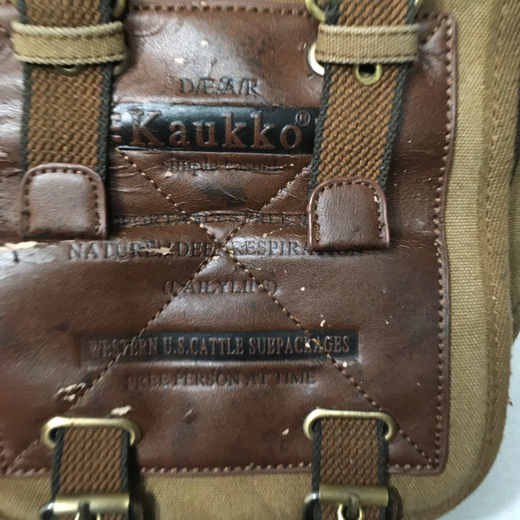 Vintage Crossbody Cargo Bag Brown Canvas Utility Hiking Travel Military Style Unisex Adults Medium Canvas Faux Leather Size ONE SIZE - 2 Thumbnail
