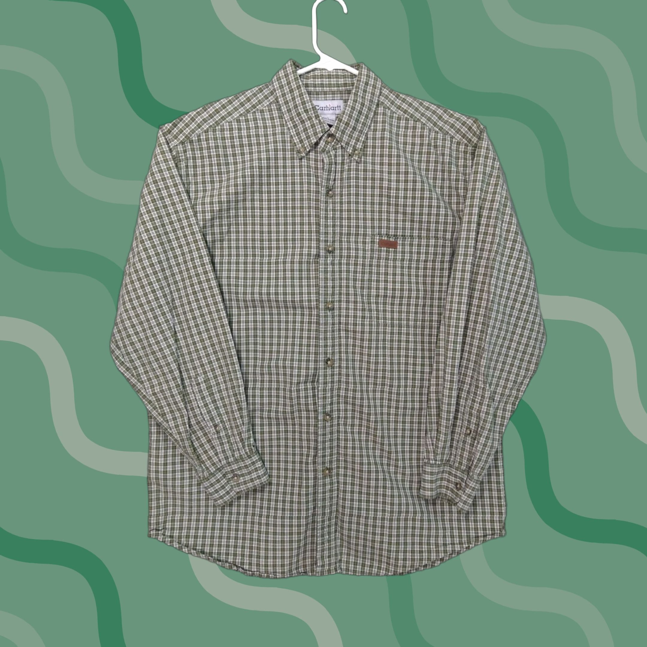 Carhartt Carhartt Shirt Mens Large Green Plaid Long Sleeve Button Down Cotton S153 Size US L / EU 52-54 / 3 - 1 Thumbnail