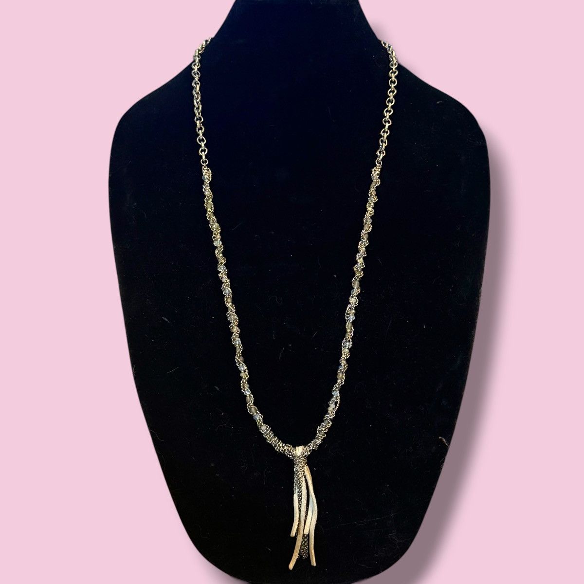 Loft Loft long woven silver tone suede tassel necklace Size ONE SIZE - 1 Thumbnail