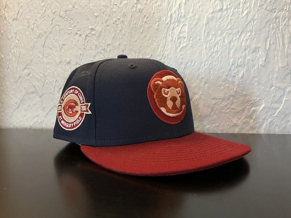 New Era 7 1/4 - Chicago Cubs Fitted Hat - Navy Blue Maroon Rust Logo Size ONE SIZE - 2 Thumbnail