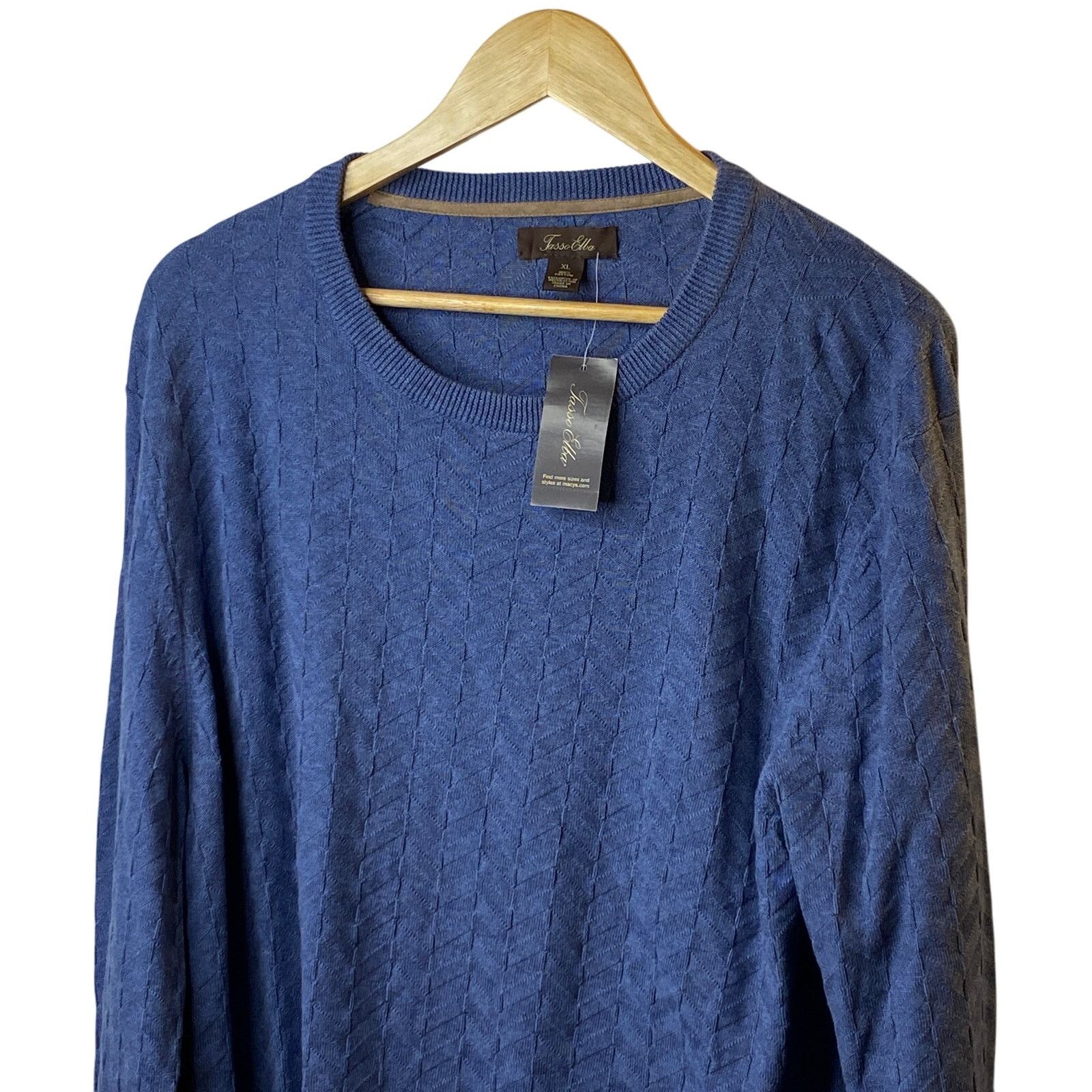 Tasso Elba Tasso Elba Moonlite Blue Chevron Knit Crewneck Sweater XL Size US XL / EU 56 / 4 - 3 Thumbnail