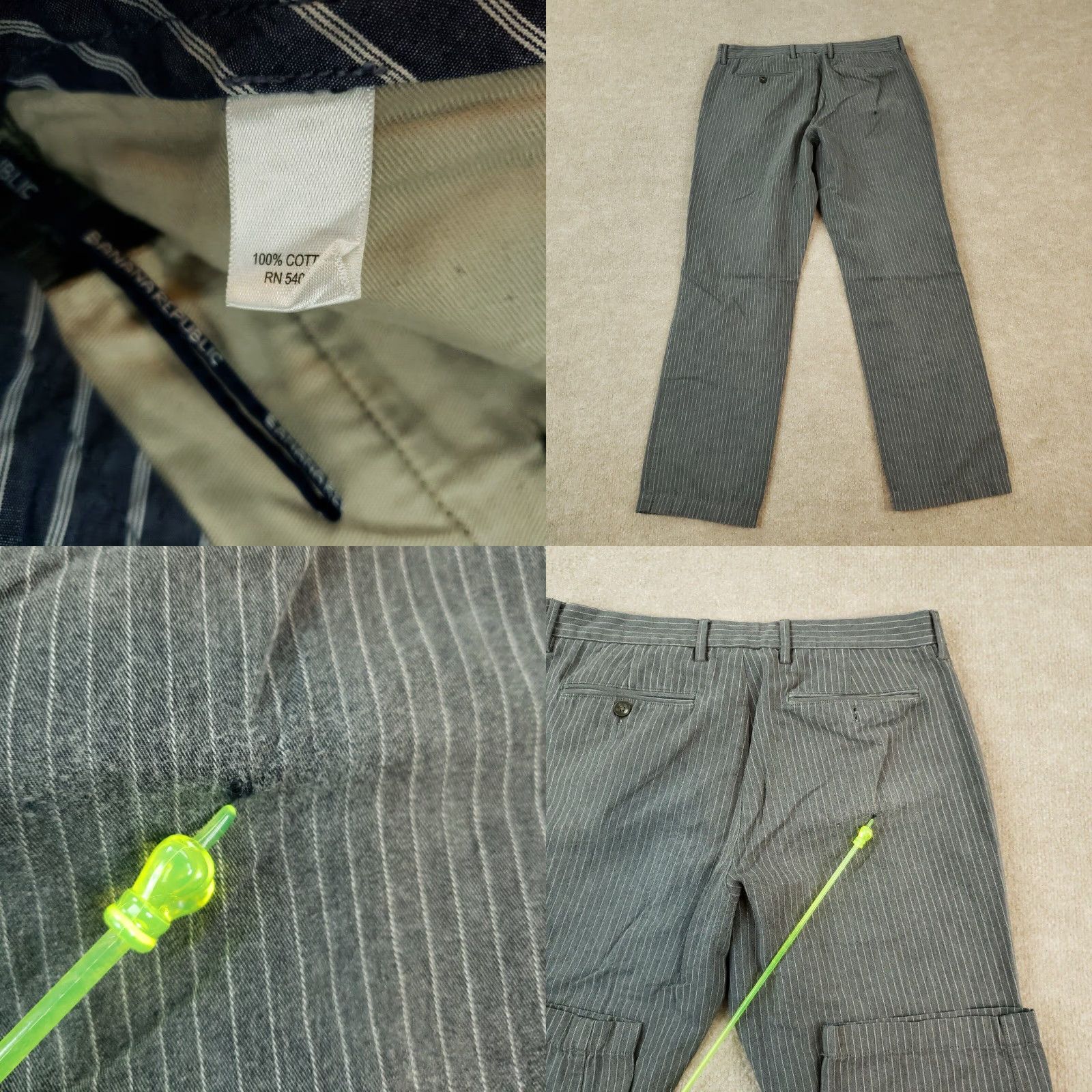 Banana Republic Banana Republic Mens Dress Pants 32x27 Gray Striped Straight Chino Pockets Casual Pants Size US 32 / EU 48 - 8 Thumbnail