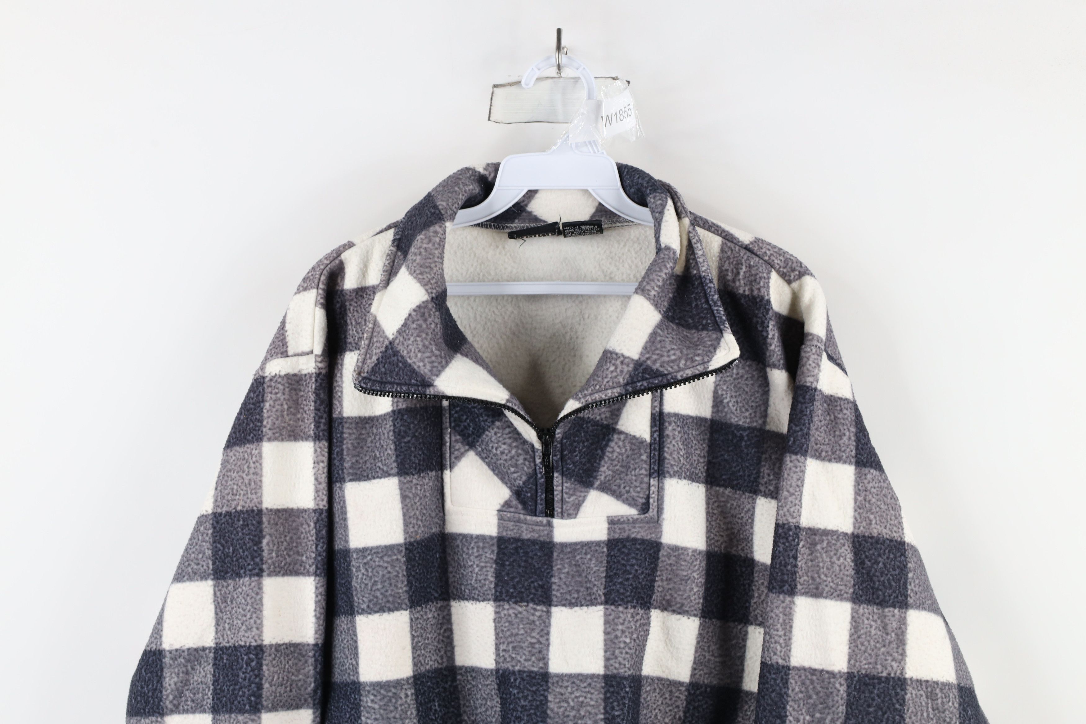 Vintage Vintage 90s Streetwear Fleece Pullover Sweater Plaid Size L / US 10 / IT 46 - 2 Thumbnail