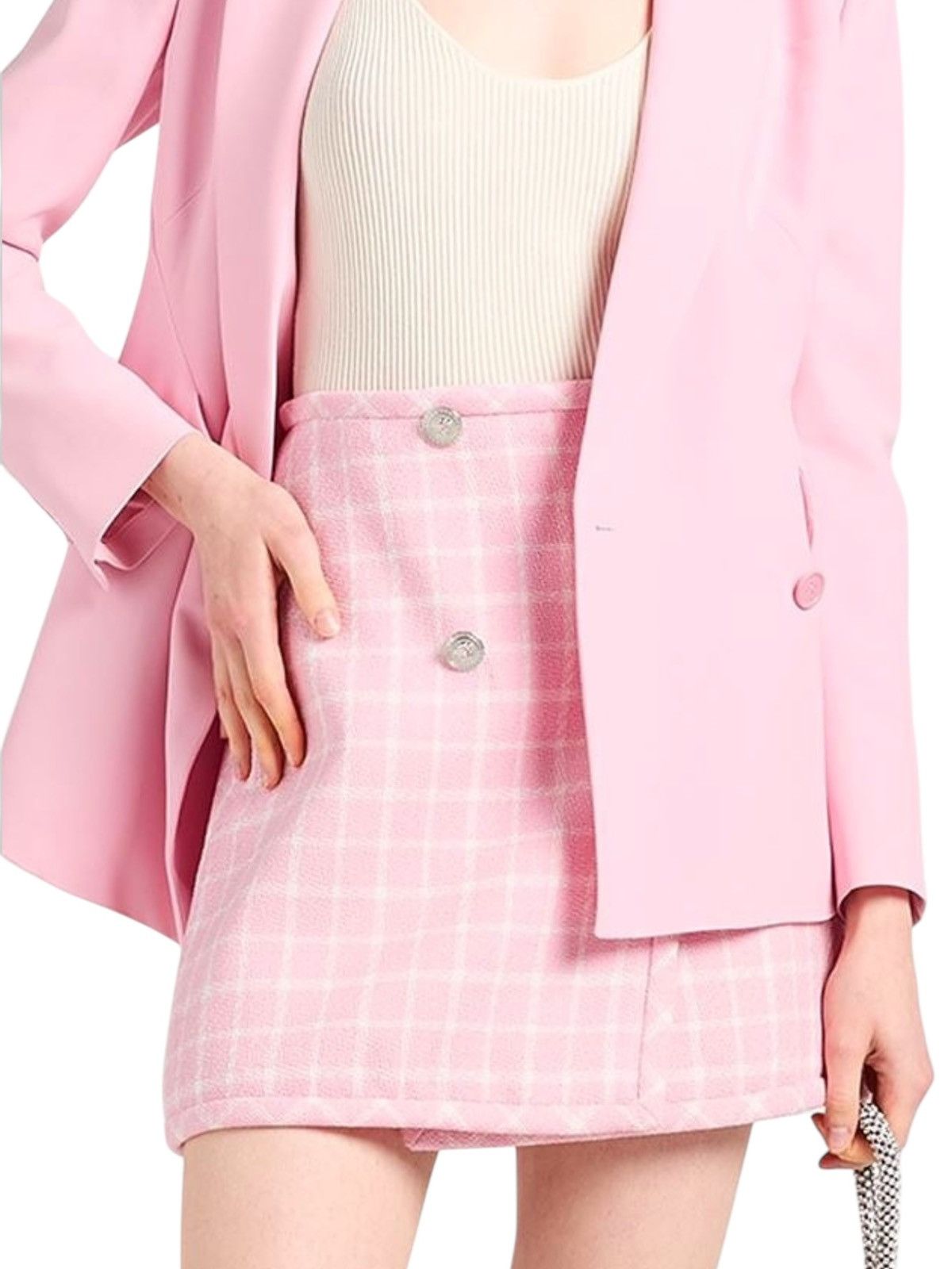 Versace Versace Pink Tweed Mini Skirt Medusa Buttons – Size IT 38 Size 26" / US 2 / IT 38 - 3 Thumbnail
