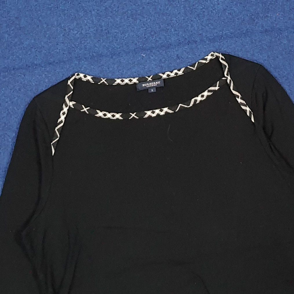 Burberry Burberry Black Boat Neck Top 3/4 Sleeve Custom Logo C276N46 Size S / US 4 / IT 40 - 2 Thumbnail