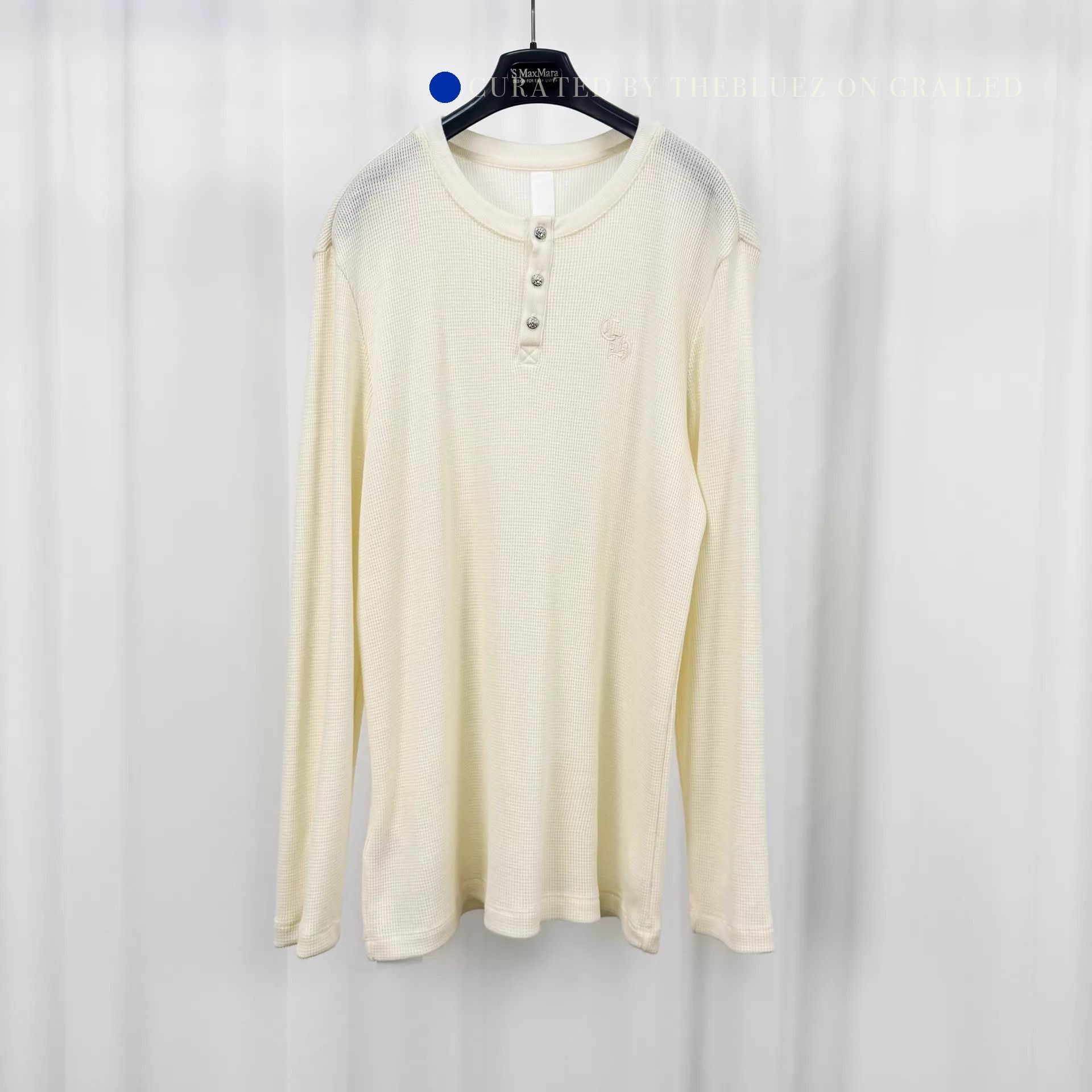 Chrome Hearts Beige Waffle Long Sleeve Shirt with Silver Buttons Size US XL / EU 56 / 4 - 1 Thumbnail