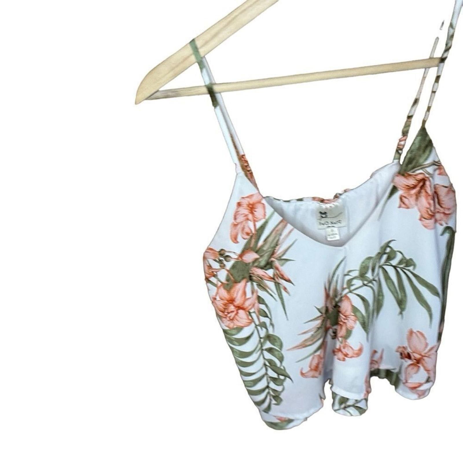 Designer Pink Owl. White/Pink/Green Floral Crop Top. Size Small. Size S / US 4 / IT 40 - 5 Thumbnail