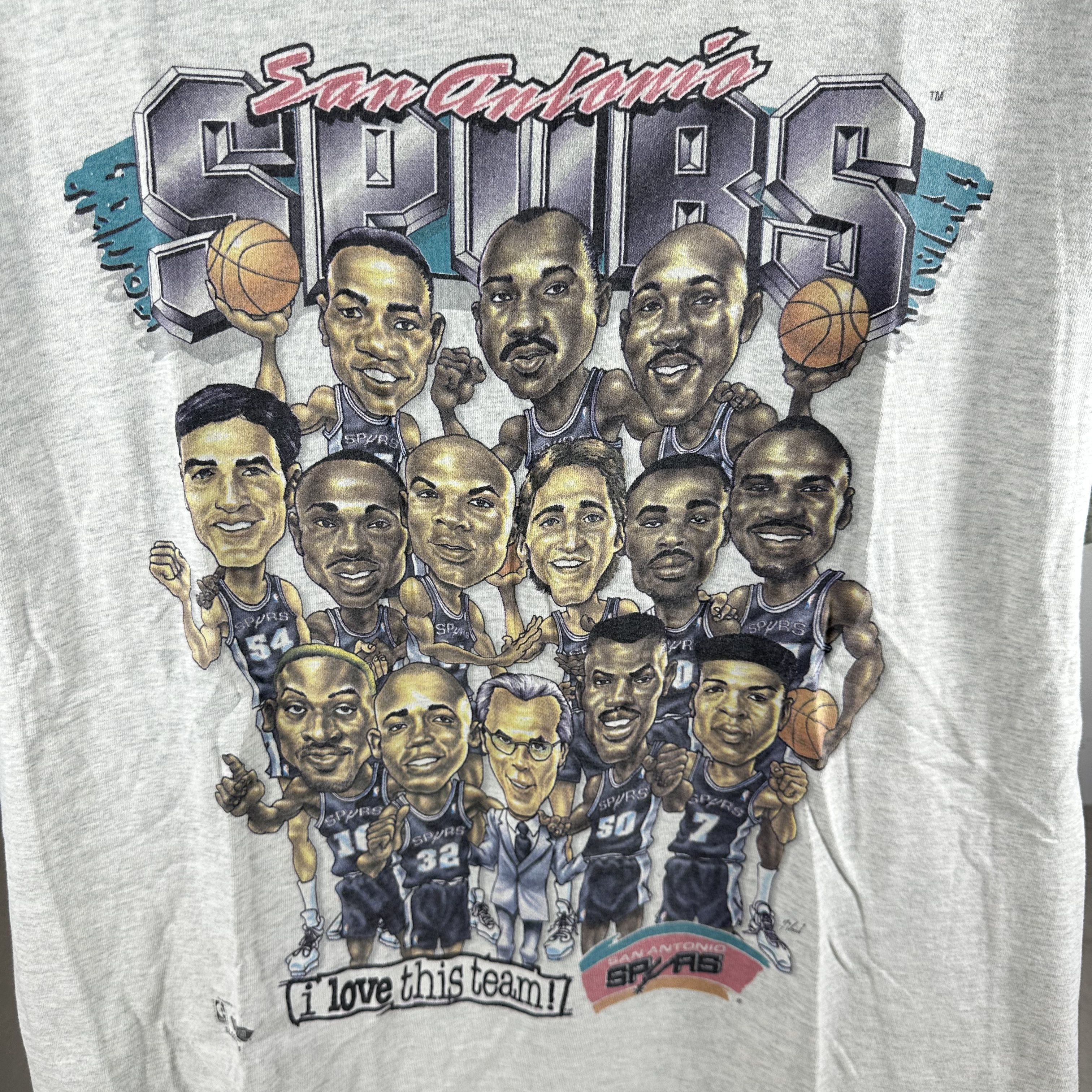 Vintage Vintage 90s San Antonio Spurs NBA Salem Caricature T-shirt Size US XL / EU 56 / 4 - 2 Thumbnail