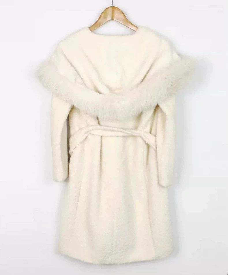 Max Mara White hooded wool coat