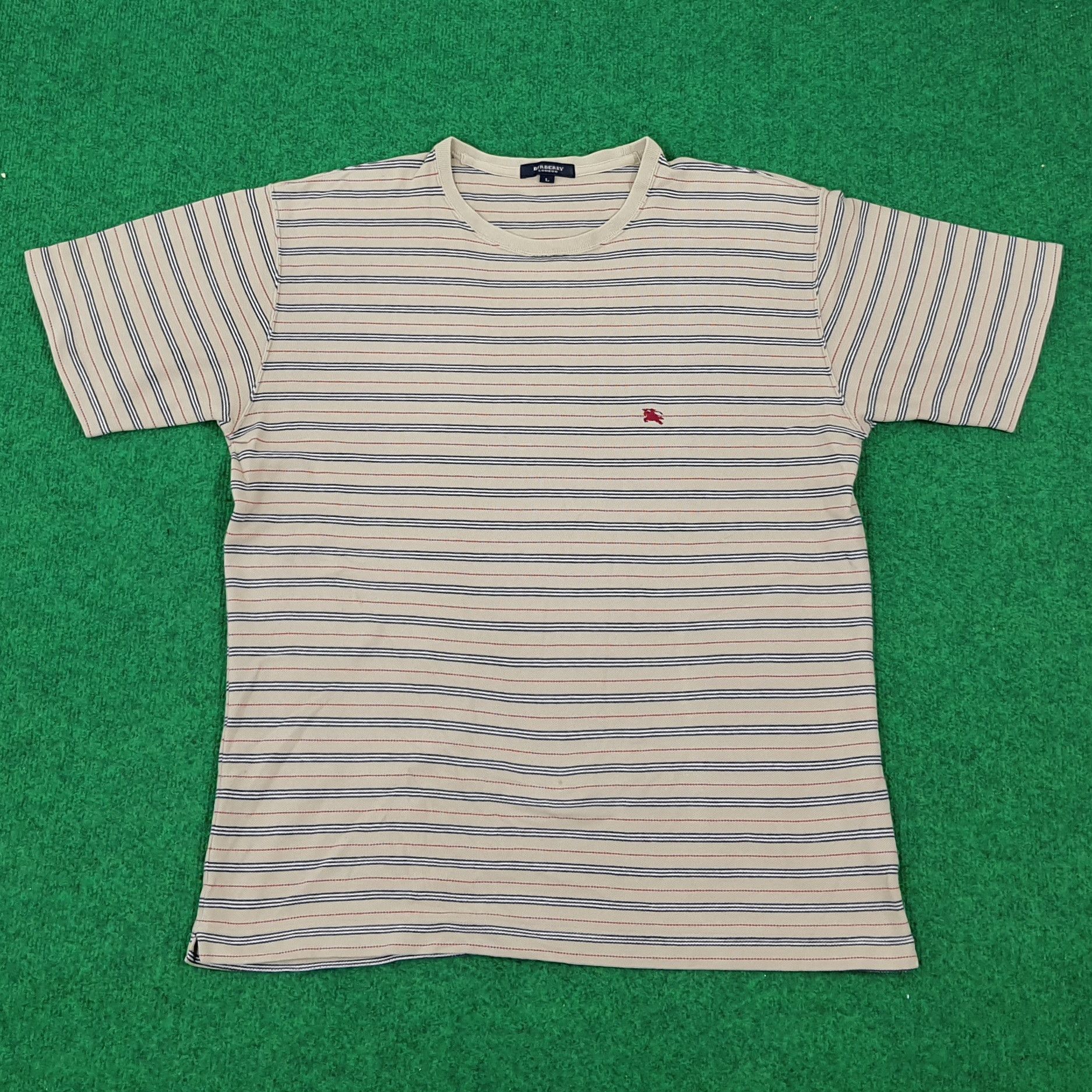 Burberry × Vintage Vintage Burberry London Striped Tshirt Size US L / EU 52-54 / 3 - 1 Thumbnail